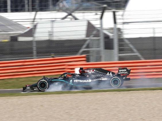 Hamilton struggled to maintain the life of his tyres (EPA)