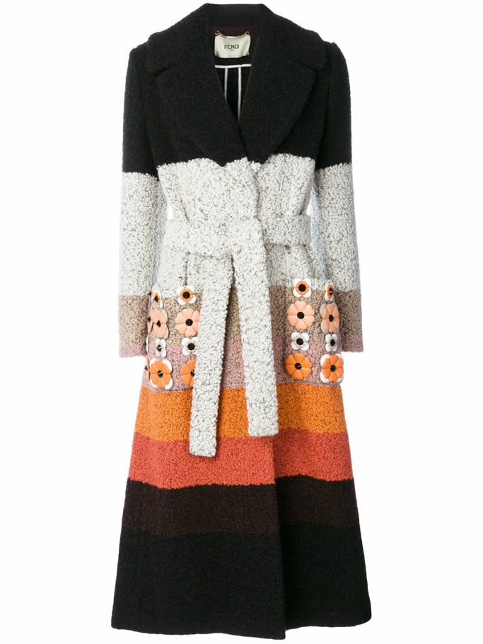 FENDI striped appliqué coat