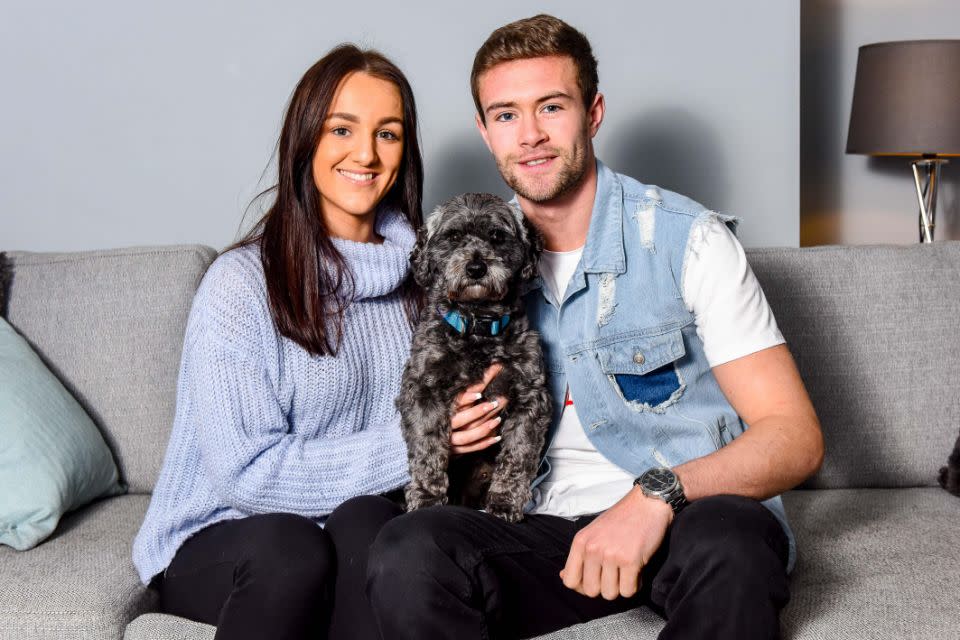 Sometimes the couple have to 'feel' their way across the rug in the dark so they don't step on the pooch. Source: Caters