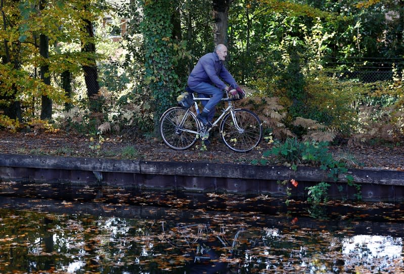 82 year old cyclist Russ Mantle approaches his millionth mile during a ride in Mytchett, near Aldershot