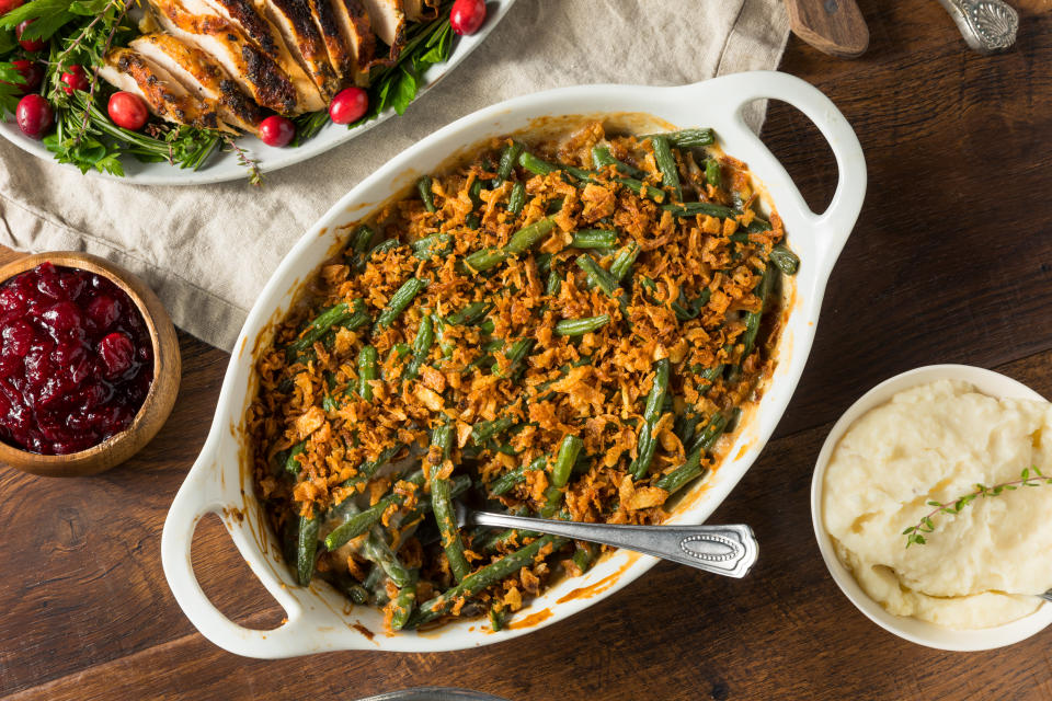 Homemade Thanksgiving Green Bean Casserole with Mushrooms and Onions