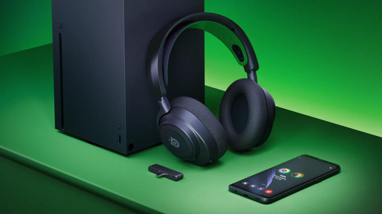  The SteelSeries Arctis Nova 7X Wireless next to an Xbox 