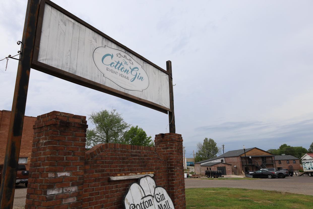 Outside the old Cotton Gin building where Plush is expected to open in May 2024 at 9200 Goodman Road in Olive Branch.