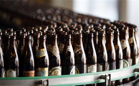 The bottling plant of the Bavarian Weihenstephan brewery in Freising is pictured on April 3, 2014. REUTERS/Michael Dalder