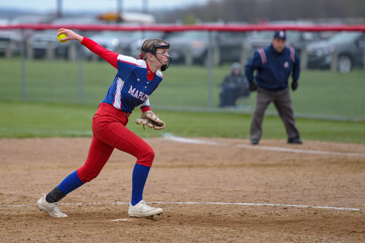 Mapleton pitcher Emilee Dennison.