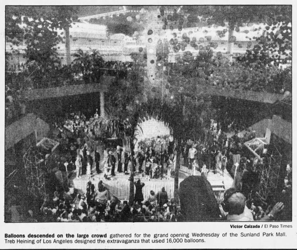 Sept. 1, 1988: Balloons descended on the large crowd gathered for the grand opening of the Sunland Park Mall. Treb Heining of Los Angeles designed the extravaganza that used 1,000 balloons.