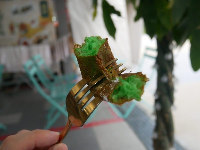 Fat Boss Waffles and Ice Cream - closeup of pandan waffle