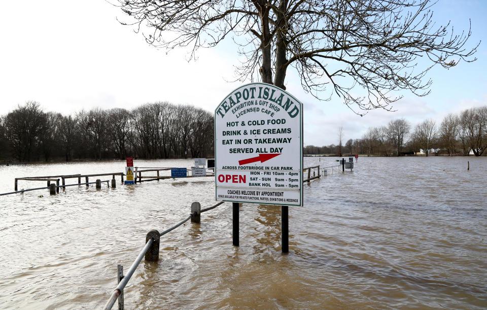 Flood water remains in Yalding, Kent, in the aftermath of Storm Dennis.