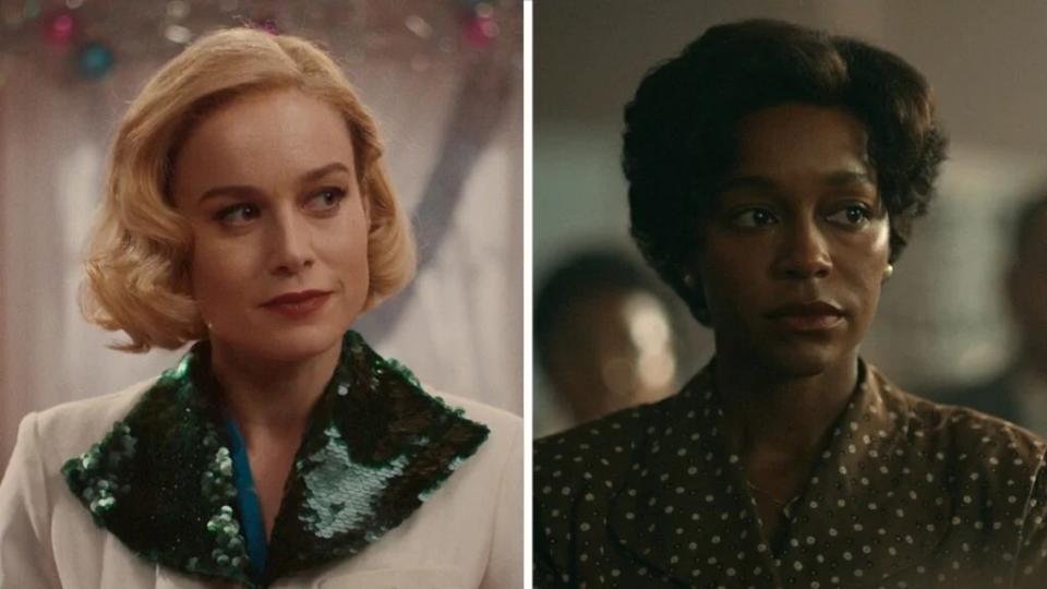 From left to right: Brie Larson and Aja Naomi King in “Lessons in Chemistry” (Apple TV+)