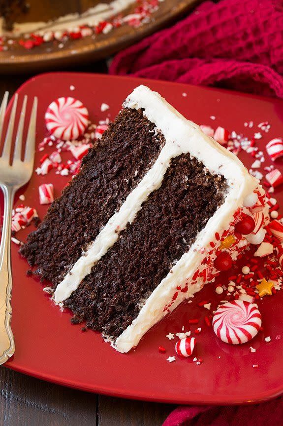 Peppermint Chocolate Cake with Peppermint Buttercream Frosting