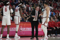 St. John's head coach Rick Pitino, second from right, reacts during the first half of an NCAA college basketball game against Stony Brook, Tuesday, Nov. 7, 2023, in New York. (AP Photo/Seth Wenig)