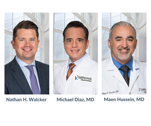 Left to right: Florida Cancer Specialists & Research Institute President & CEO, Nathan H. Walcker, Immediate Past Florida Cancer Specialists Foundation Board Chair, Michael Diaz, MD, Florida Cancer Specialists Foundation Board Chair, Maen Hussein, MD