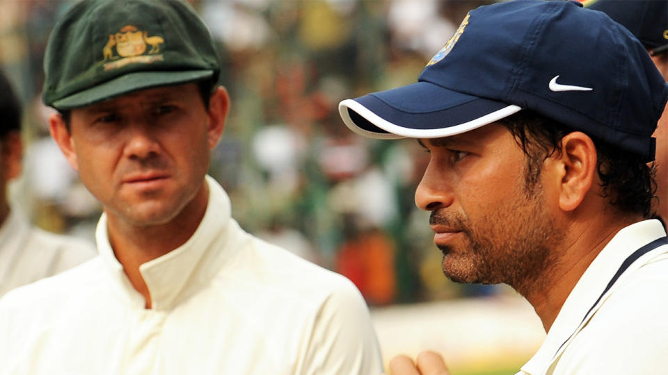 Shane Warne named Sachin Tendulkar (pictured right) as the best batsman of his era, followed by Brian Lara and leaving out Aussie legend Ricky Ponting (pictured left). (Getty Images)