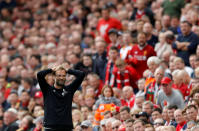 <p>Jurgen Klopp cannot believe how close his side have come to scoring</p>