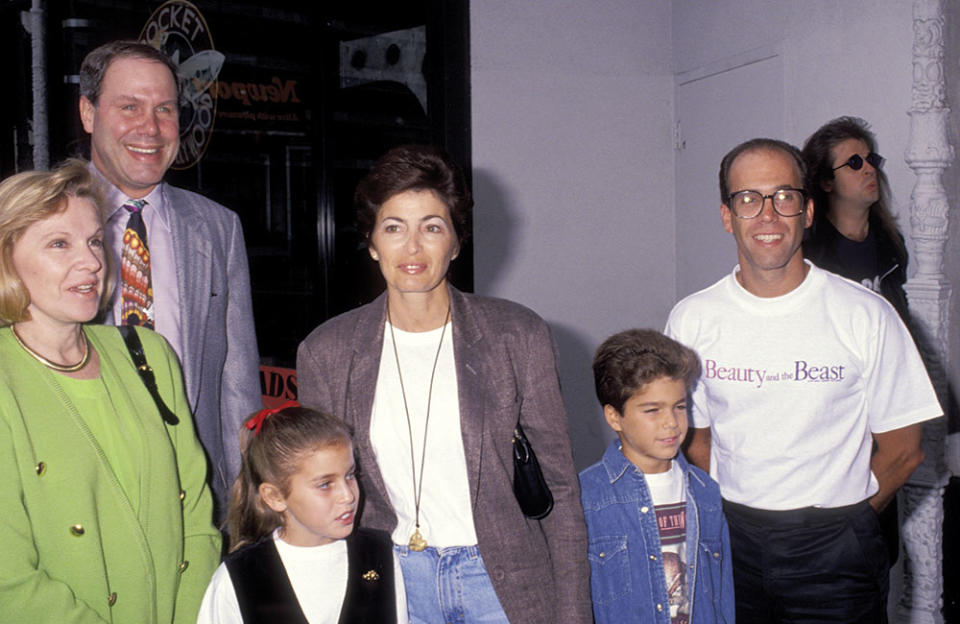 Walt Disney Co. chairman and CEO Michael Eisner (second from left) and Katzenberg (far right) brought their families to the movie’s world premiere on Nov. 10, 1991. - Credit: Jim Smeal/Ron Galella Collection/Getty Images
