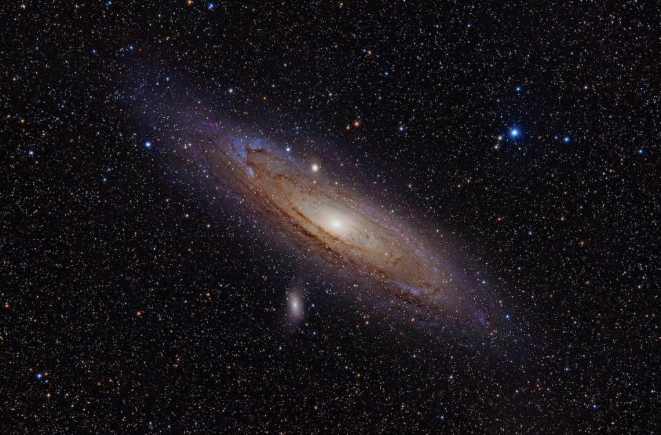 La galaxia de Andrómeda, situada a unos dos millones doscientos mil años luz del Sol. Si alguien desde allí mirara a la Tierra ahora, vería un planeta por el que dan los primeros pasos las especies precursoras del género _Homo_. <a href="https://commons.wikimedia.org/wiki/File:Andromeda_Galaxy_(with_h-alpha).jpg" rel="nofollow noopener" target="_blank" data-ylk="slk:Wikimedia Commons / Adam Evans;elm:context_link;itc:0;sec:content-canvas" class="link ">Wikimedia Commons / Adam Evans</a>, <a href="http://creativecommons.org/licenses/by-sa/4.0/" rel="nofollow noopener" target="_blank" data-ylk="slk:CC BY-SA;elm:context_link;itc:0;sec:content-canvas" class="link ">CC BY-SA</a>