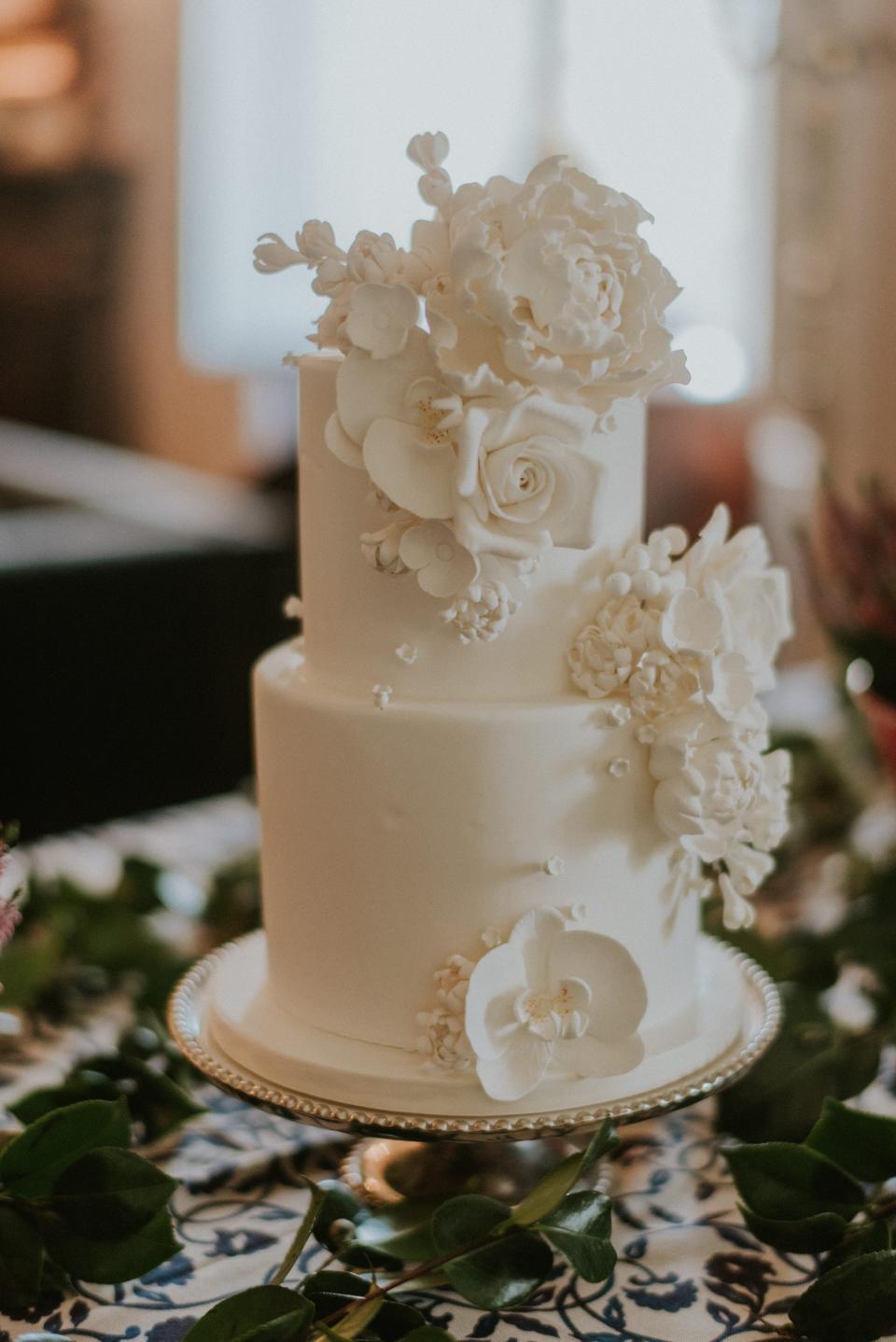 The Bride Wore Feathers for Her Civil Ceremony in London, and a Dress Embroidered With Peonies to Her Micro-Wedding in Portugal