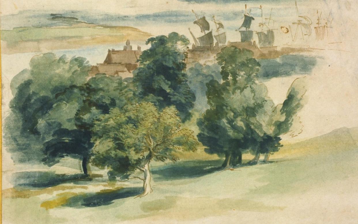 Detail from Anthony van Dyck's 1635 watercolour An English Landscape - © The Barber Institute of Fine Arts, University of Birmingham