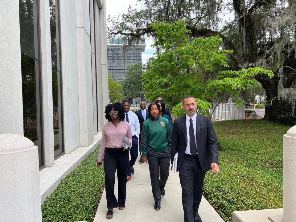 Josh Dubin, attorney for six FAMU students suing the state over university funding, arrives at the Federal Courthouse in Tallahassee, June 1, 2023