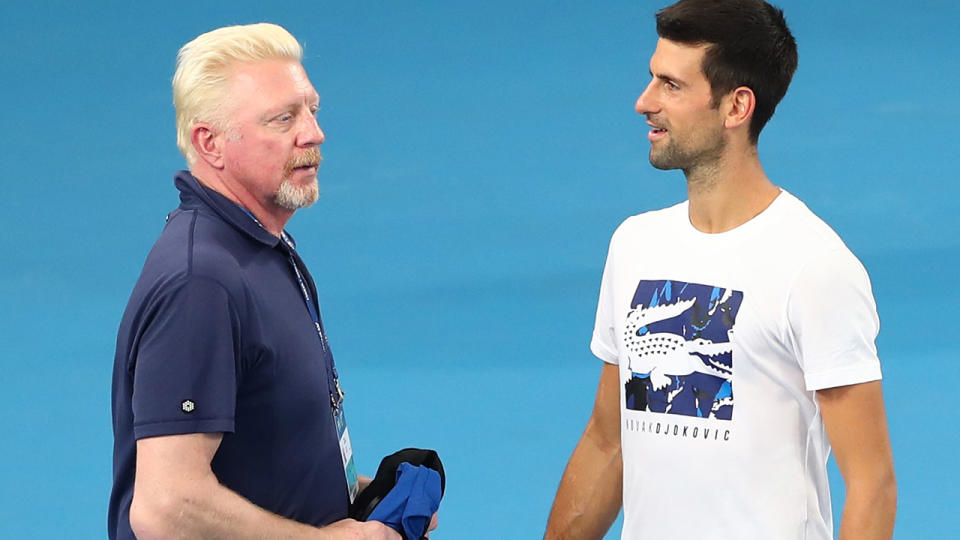 Boris Becker and Novak Djokovic have remained close after moving on from their coaching arrangement back in 2016. (Photo by Chris Hyde/Getty Images)