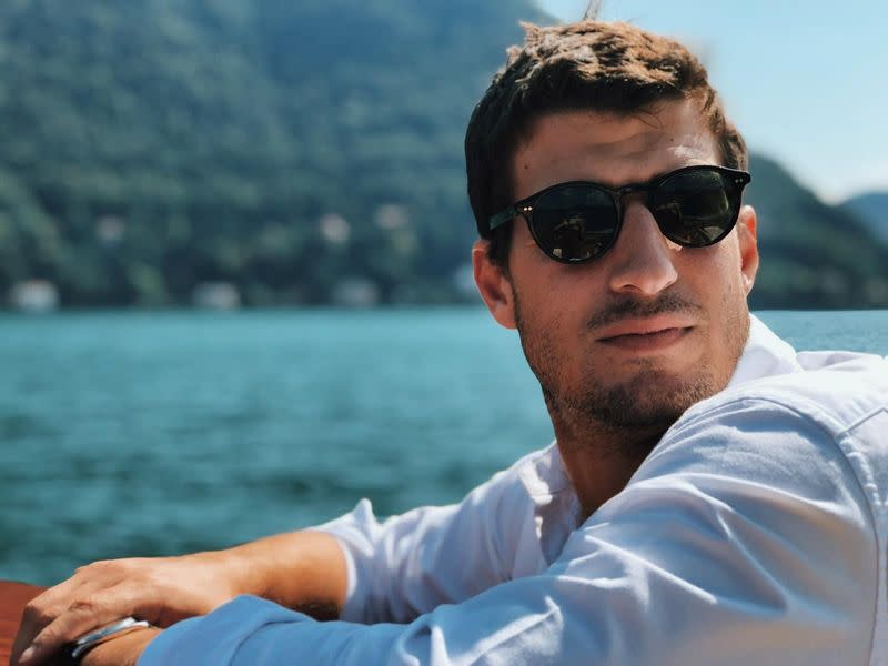 Pablo Rodriguez-Fraile, Miami-based art collector, looks on at Lake Como