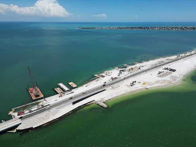 <p>John Grieshop/Getty Images</p> Reconstruction of the Sanibel Causeway is adding more safety features.