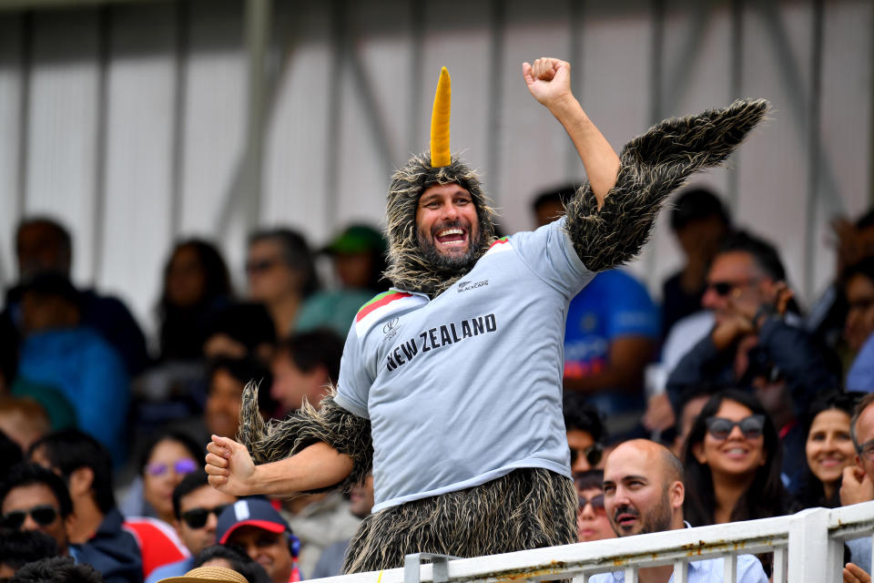 A New Zealand fan enjoys the atmosphere. (Photo by Clive Mason/Getty Images)