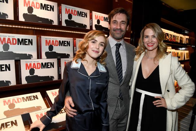 Kiernan Shipka, Jon Hamm and January Jones at the launch of 