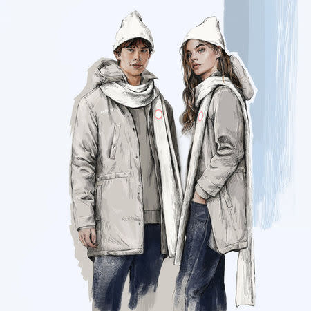 A sketch provided by ZASPORT, the official clothing supplier to the Russian Olympic Committee, on January 18, 2018 shows design for neutral uniform for Russian athletes competing at 2018 Winter Olympics. ZASPORT/Handout via REUTERS