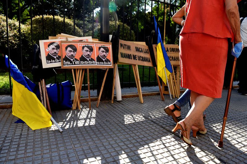 People protest in support of Ukraine, in Buenos Aires