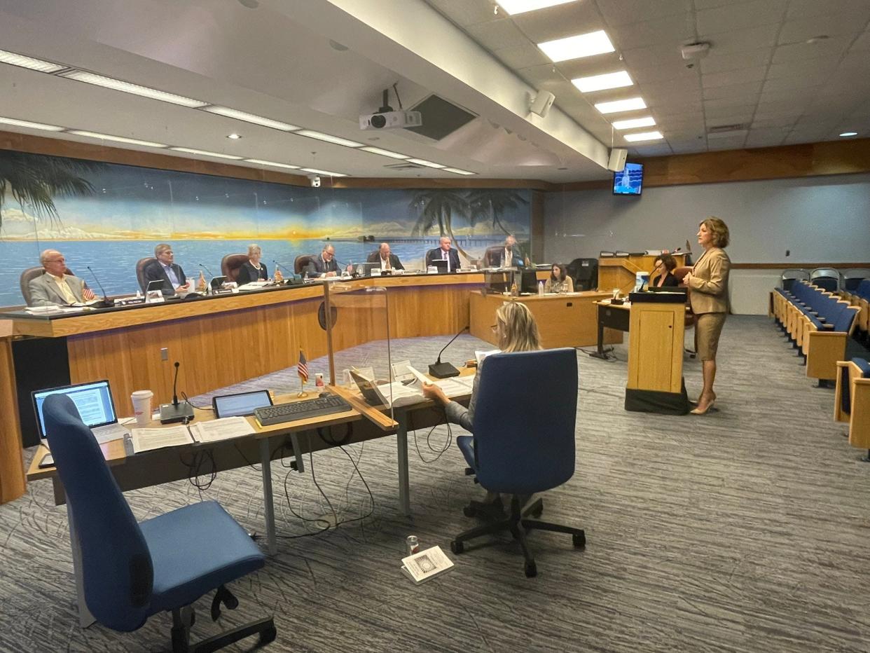 Three of the five seats on the Naples City Council are open. There are five candidates running for election. Election Day is Feb. 1. In this photo, attorney Lisa Hurley, lobbyist for the city of Naples, speaks to City Council during a council meeting on Sept 9, 2021.