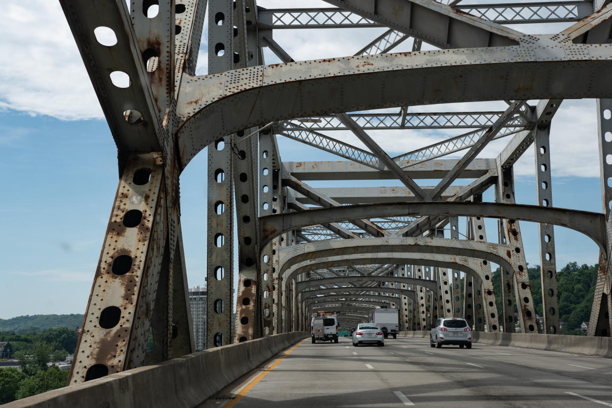 President Donald Trump promised to fix or build a new bridge to replace the Brent Spence Bridge between Ohio and Kentucky. He has done neither. (Photo: Jacqueline Nix via Getty Images)