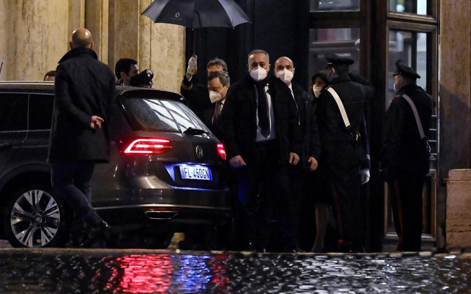 Italian designate Premier Mario Draghi leaves the Chamber of Deputies in Rome - RICCARDO ANTIMIANI/EPA-EFE/Shutterstock