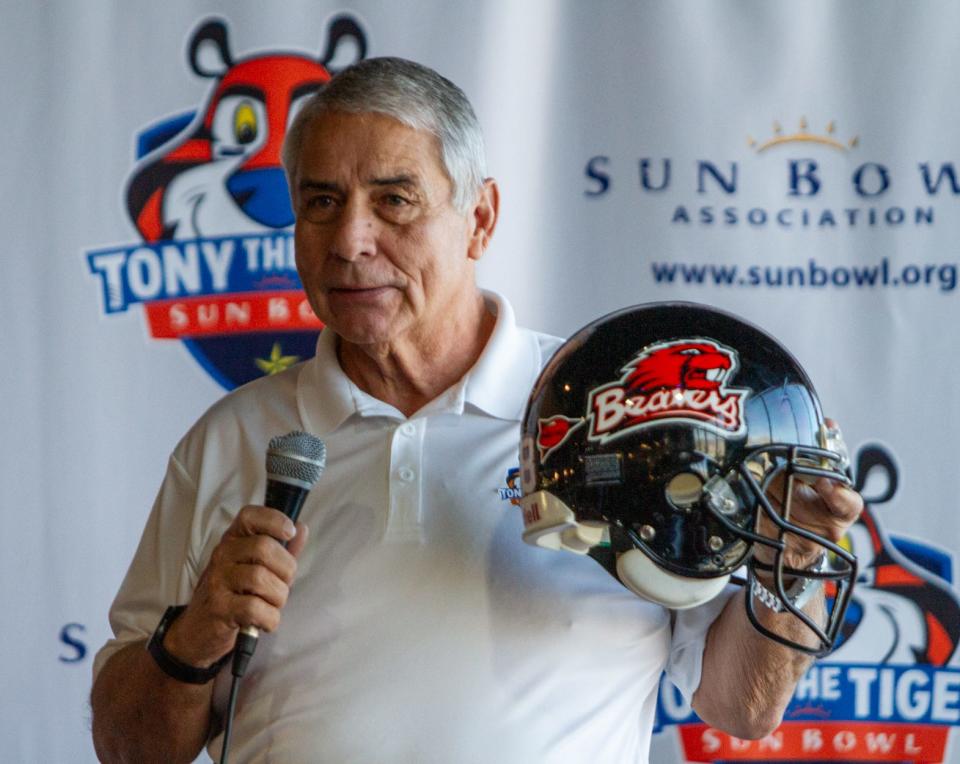 Tony the Tiger Sun Bowl Executive Director Bernie Olivas announces that Oregon State will be attending the Sun Bowl at Sunland Park Racetrack and Casino on Dec. 3, 2023.