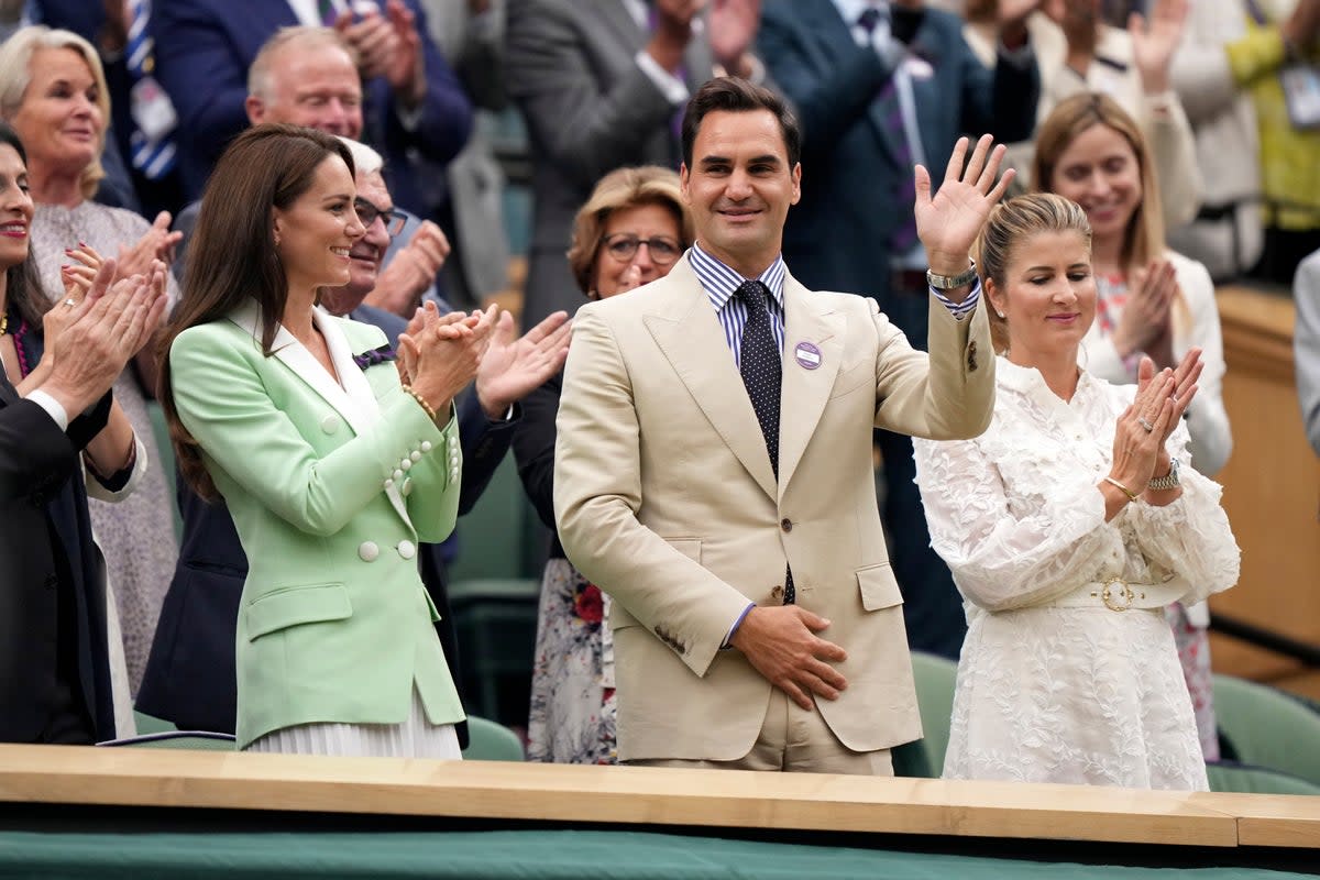 Roger Federer and the Princess of Wales watch from the Royal Box (AP)