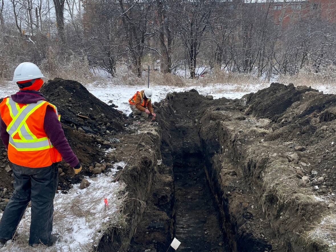 The NCC conducted an archaeological dig at two historical sites in the LeBreton Flats area in November 2022.  (National Capital Commission/Facebook - image credit)