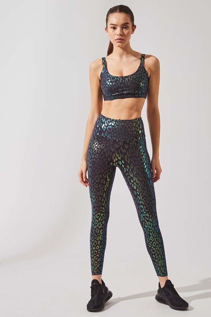 Strive High Waisted Iridescent Cheetah Print 7/8 Legging. Image via MPG Sport