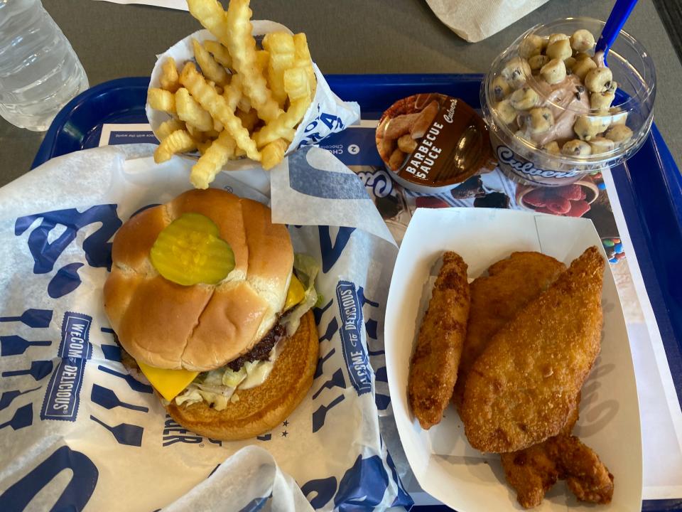 hamburger, fries, chicken tenders, and custard at Culver's