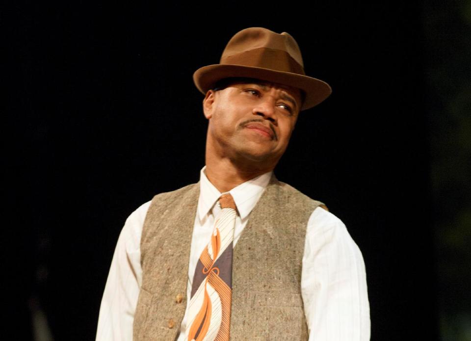 This theater publicity image released by The Hartman Group shows Cuba Gooding Jr. during a performance of "The Trip to Bountiful," at the Stephen Sondheim Theatre in New York. Gooding co-stars in the revival of Horton Foote's masterpiece about _ appropriately enough _ getting back home. He stars opposite Cicely Tyson, Vanessa Williams, Condola Rashad and Tom Wopat. (AP Photo/The Hartman Group, Joan Marcus)