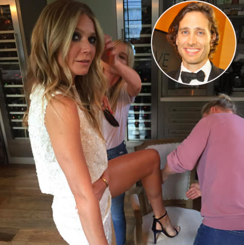 Brad Falchuk captured his lady, Gwyneth Paltrow, prepping for a gala -- and showing off her legs -- on Sunday. (Photo: Brad Falchuk via Instagram/Getty Images)