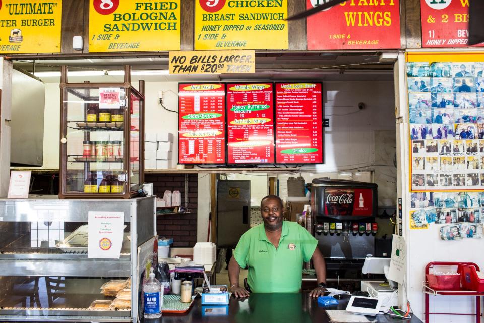 Lou Martin, owner of Uncle Lou's Fried Chicken, at the restaurant's location at 3633 Millbranch Road on April 16, 2019. Uncle Lou's Fried Chicken was featured on the Food Network in 2008.