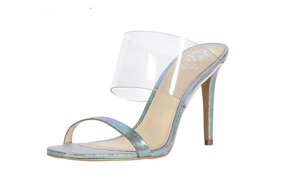 vince camuto sandal, iridescent sandal, amazon sandal 