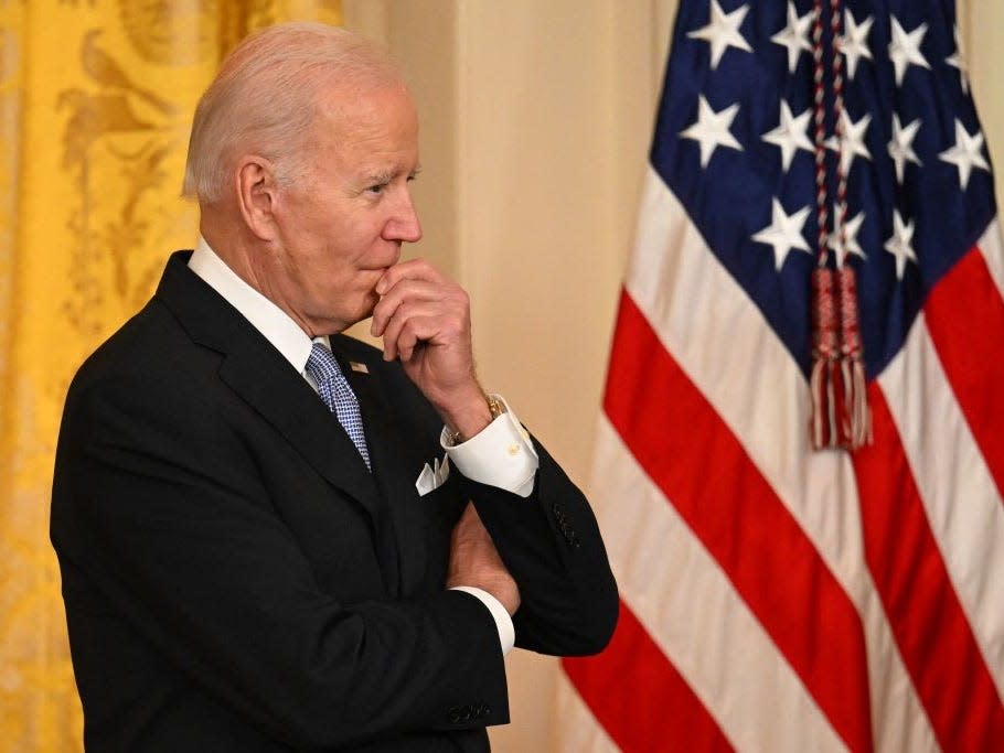 US President Joe Biden looks on prior to a signing ceremony in the East Room of the White House in Washington, DC, on May 25, 2022.