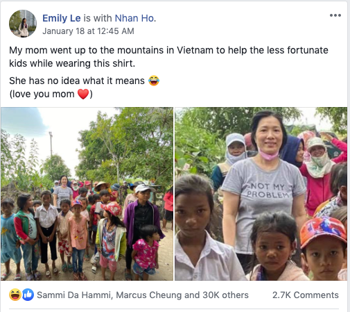 Emily Le's Facebook post