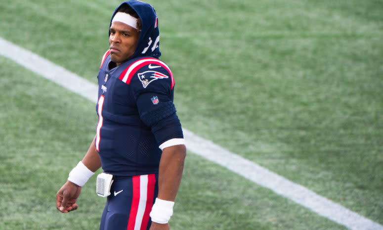 New England Patriots quarterback Cam Newton gets benched.