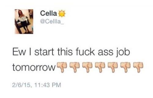 Cella's subtle tweet. Photo: Twitter.