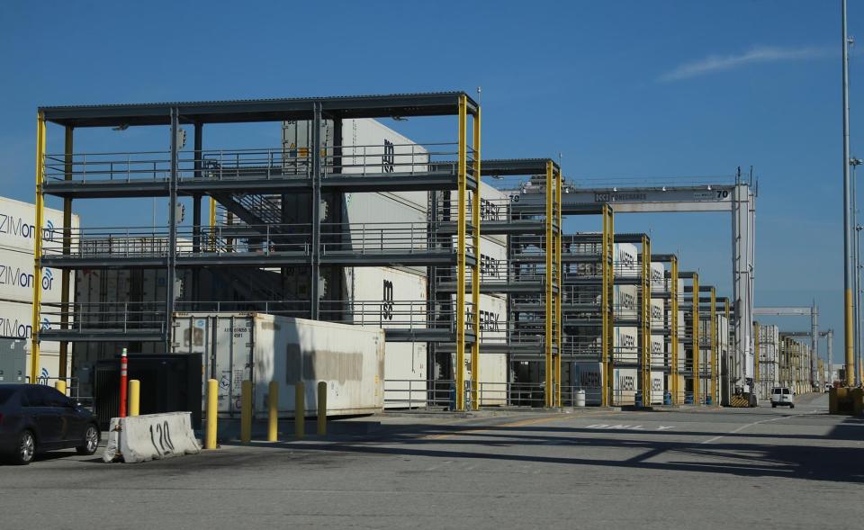 Refrigerated containers at the Georgia Ports Authority Garden City Terminal.