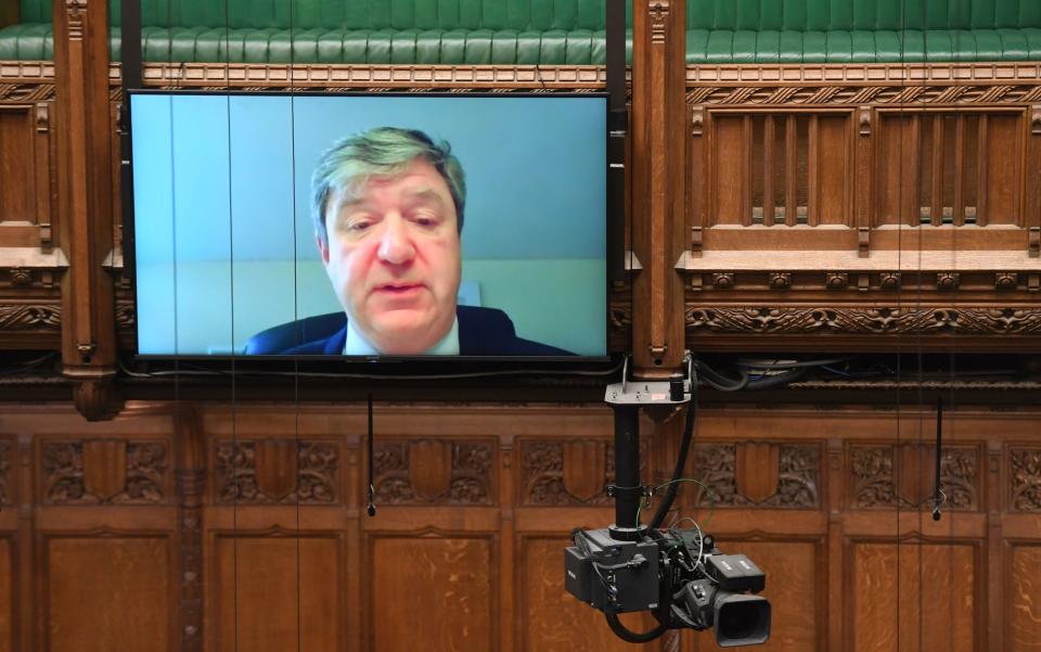 Liberal Democrat Alistair Carmichael asking an Urgent Question via video link to the Leader of the House - PA