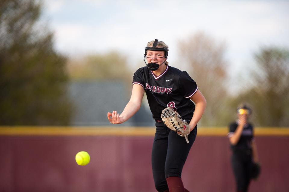 Holland Christian's Kierea Smits throws a pitch Friday, May 5, 2023, at Holland Christian. 