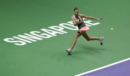 Tennis - WTA Tour Finals - Singapore Indoor Stadium, Singapore - October 22, 2017 Czech Republic's Karolina Pliskova in action during her group stage match with USA's Venus Williams REUTERS/Jeremy Lee